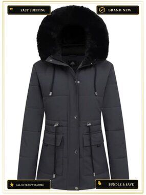 Women's Warm Winter Puffer Coat Thicken Fleece Lined Down Jacket